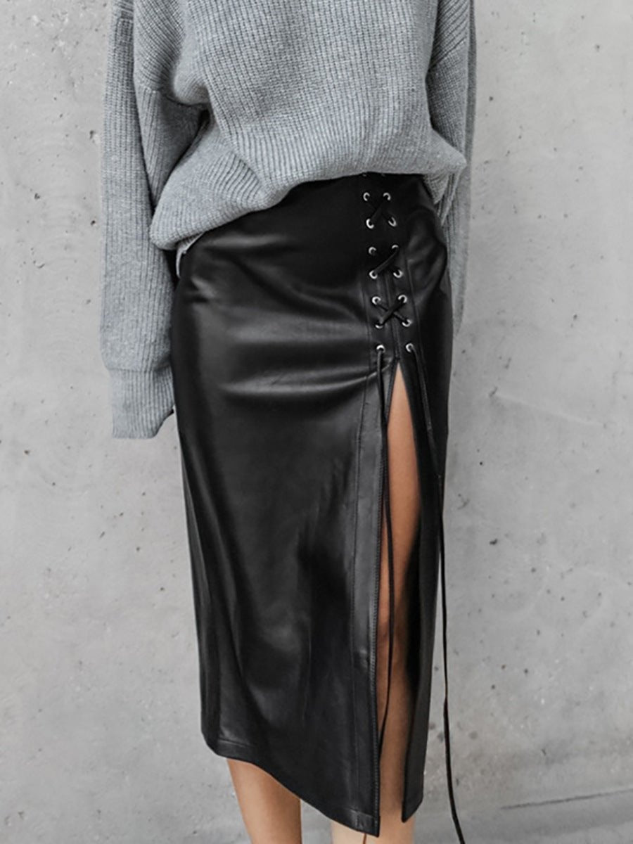 Venice Duncan - The Nevermore Women's Leather Skirt – Unique Fashion for Women by Nevermore Lifestyle & Tech | L Black