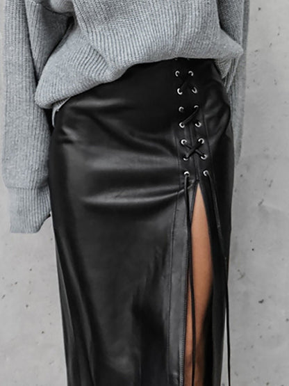 Venice Duncan - The Nevermore Women's Leather Skirt – Unique Fashion for Women by Nevermore Lifestyle & Tech | L Black