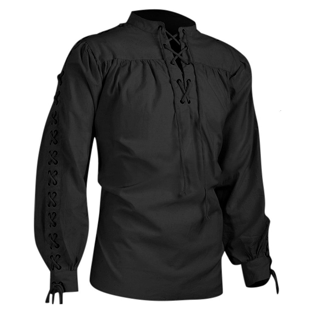 Verne - The Nevermore Men Bandage Long Sleeve Gothic Shirts – Unique Steampunk Fashion by Nevermore Lifestyle & Tech | 2XL Apricot