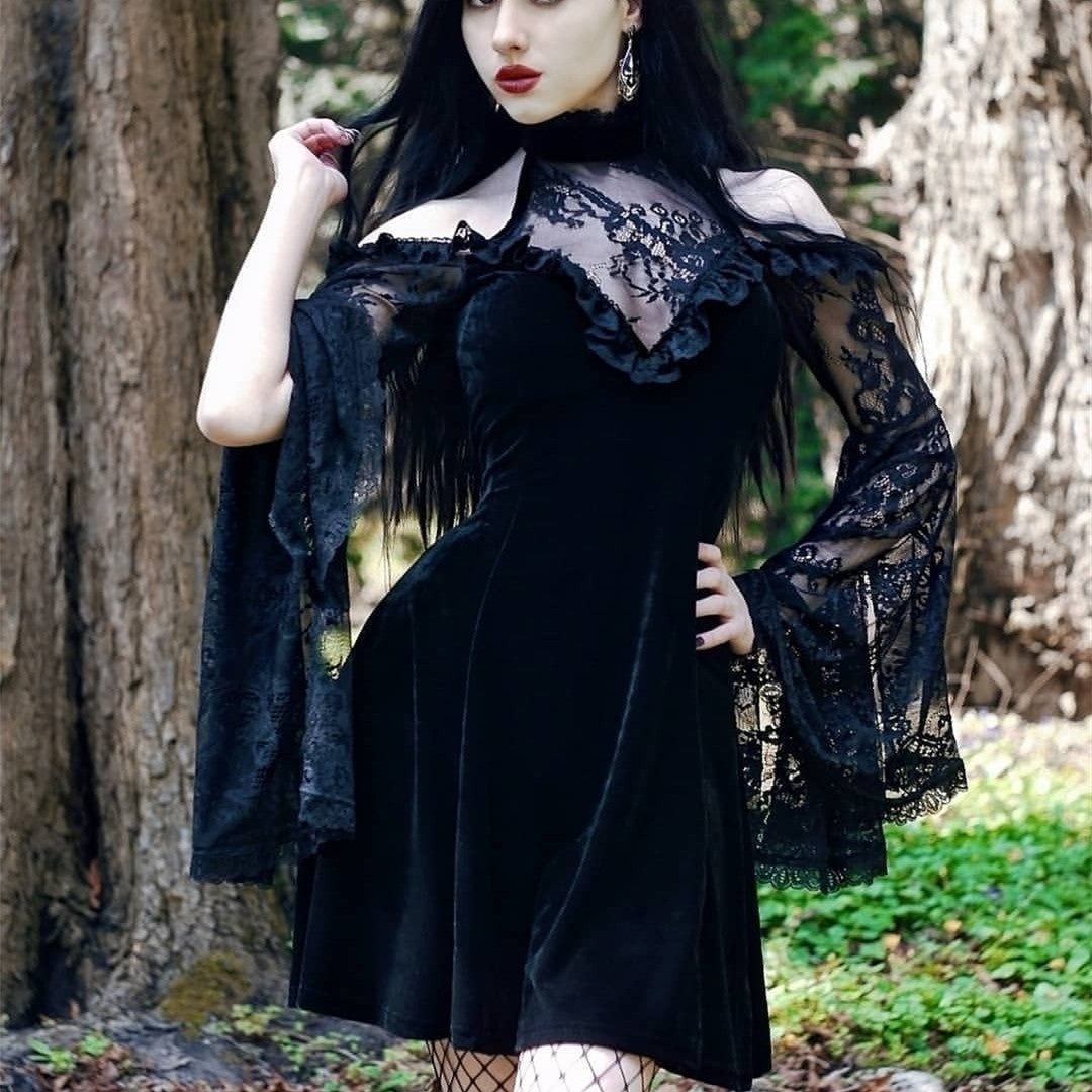 Vesper Hollow – Gothic High Waist Dress by The Nevermore – Unique Gothic Dresses by Nevermore Lifestyle & Tech | L Black