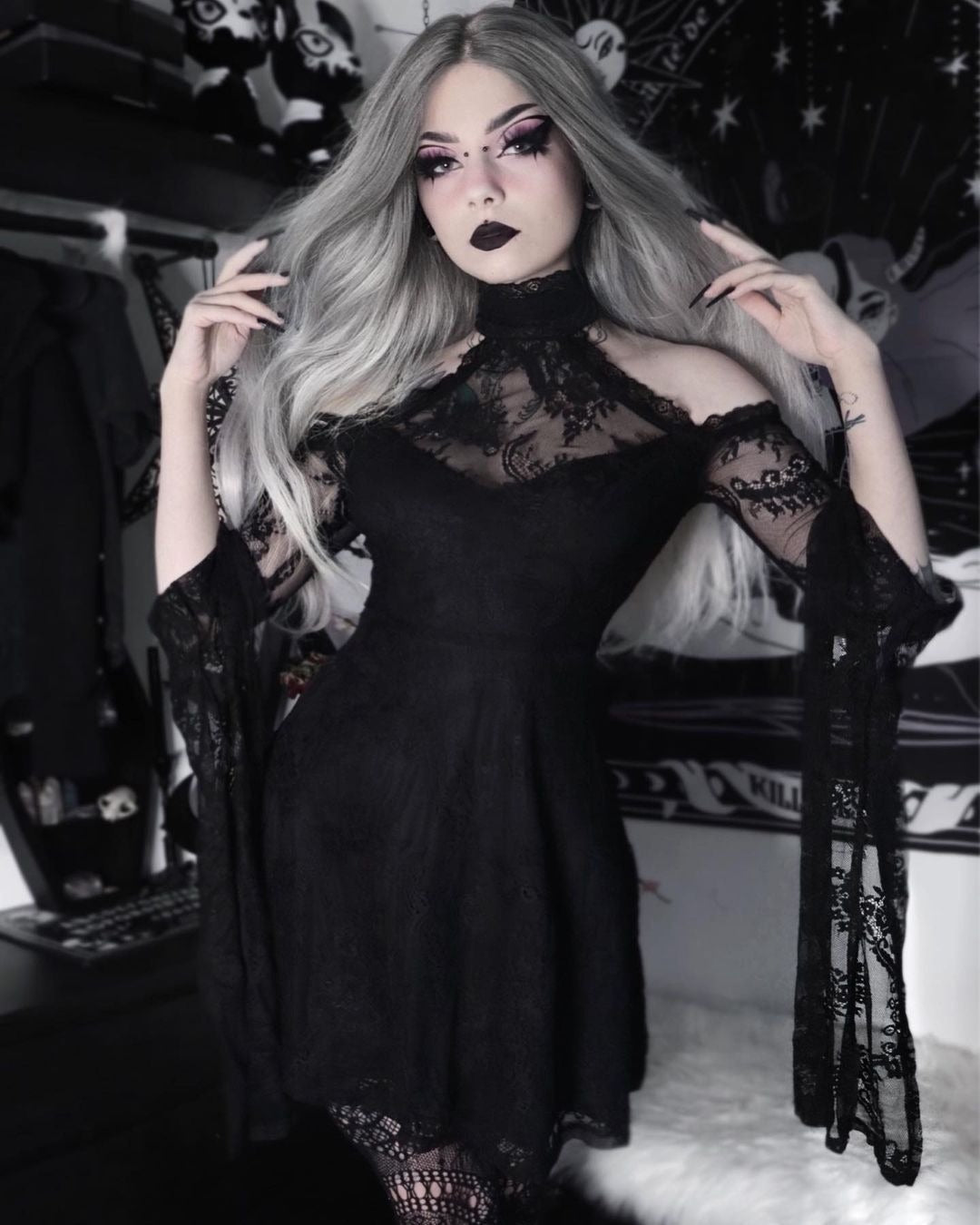Vesper Hollow – Gothic High Waist Dress by The Nevermore – Unique Gothic Dresses by Nevermore Lifestyle & Tech | L Black
