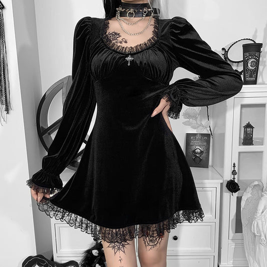 Vexx Zero - The Nevermore Gothic Dress Lace Half Skirt – Unique Gothic Fashion for Women by Nevermore Lifestyle & Tech | L Black