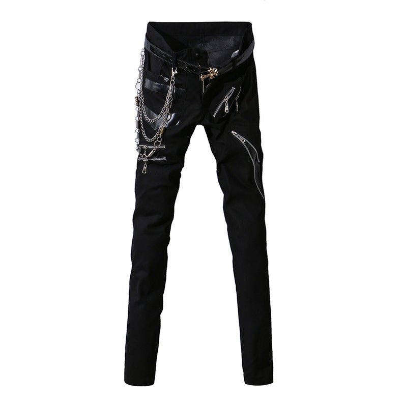 Victor Copperstone pants with studs - The Nevermore Steampunk Pants for Men – Unique Pants by Nevermore Lifestyle & Tech | 27 Black