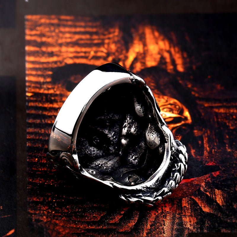 Victor Nightborne Skull - The Nevermore Gothic Ring Stainless Steel – Unique Gothic Jewelry by Nevermore Lifestyle & Tech | Size 10 Silver