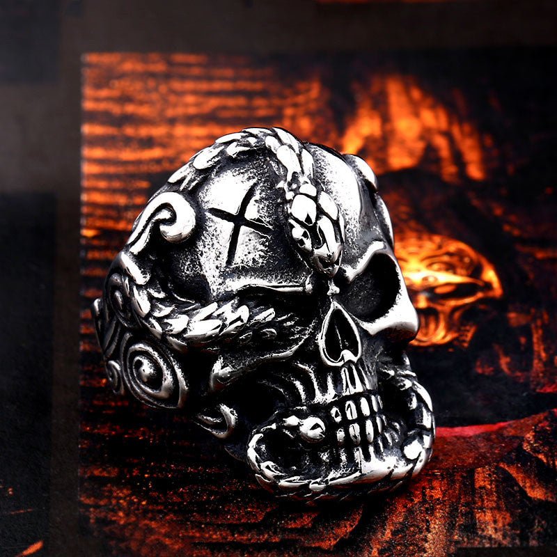 Victor Nightborne Skull - The Nevermore Gothic Ring Stainless Steel – Unique Gothic Jewelry by Nevermore Lifestyle & Tech | Size 10 Silver