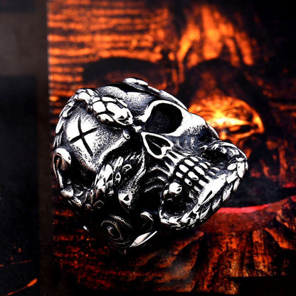 Victor Nightborne Skull - The Nevermore Gothic Ring Stainless Steel – Unique Gothic Jewelry by Nevermore Lifestyle & Tech | Size 10 Silver