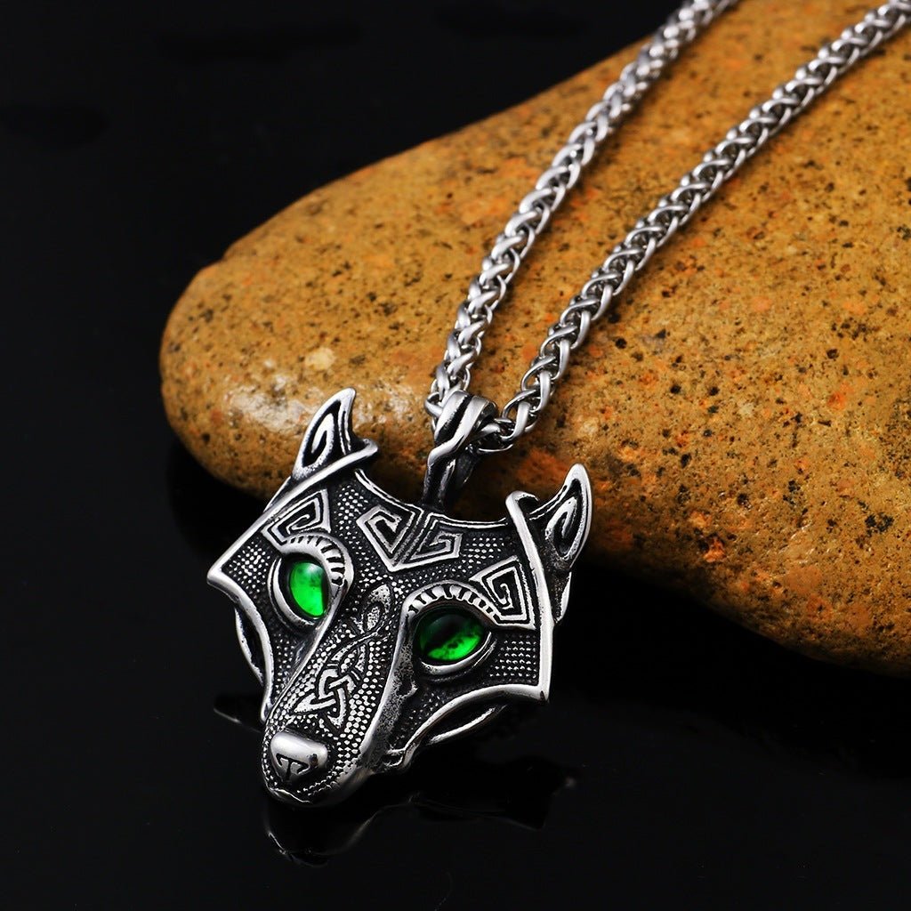 Viking Canine Emblem The Nevermore Gothic Pendant Necklace Stainless Steel Norse