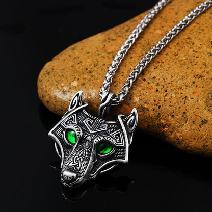 Viking Canine Emblem The Nevermore Gothic Pendant Necklace Stainless Steel Norse