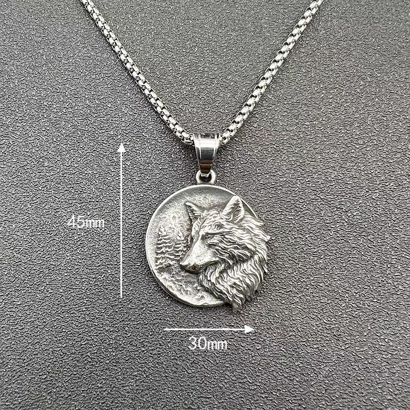 Viking Wolf Head - Titanium Steel Pendant by The Nevermore – Unique Gothic Pendants by Nevermore Lifestyle & Tech | Vintage Steel Single Pendant