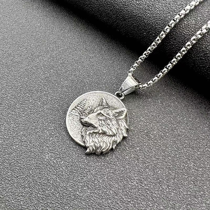 Viking Wolf Head - Titanium Steel Pendant by The Nevermore – Unique Gothic Pendants by Nevermore Lifestyle & Tech | Vintage Steel Single Pendant
