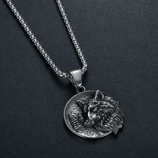 Viking Wolf Head - Titanium Steel Pendant by The Nevermore – Unique Gothic Pendants by Nevermore Lifestyle & Tech | Vintage Steel Single Pendant