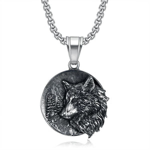 Viking Wolf Head titanium steel pendant