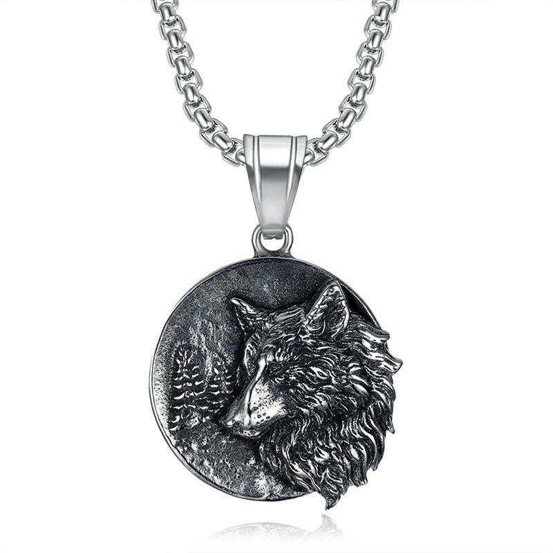Viking Wolf Head - Titanium Steel Pendant by The Nevermore – Unique Gothic Pendants by Nevermore Lifestyle & Tech | Vintage Steel Single Pendant