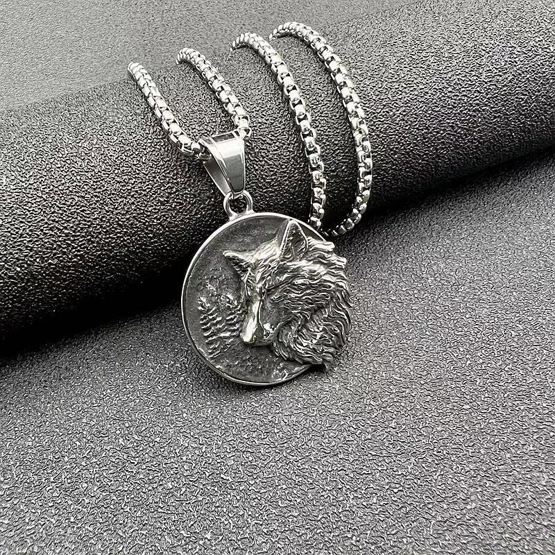 Viking Wolf Head - Titanium Steel Pendant by The Nevermore – Unique Gothic Pendants by Nevermore Lifestyle & Tech | Vintage Steel Single Pendant