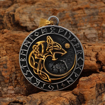 Viking Wolf Rune - Gothic Pendant by The Nevermore – Unique Gothic Pendants by Nevermore Lifestyle & Tech | Pendant only Gold