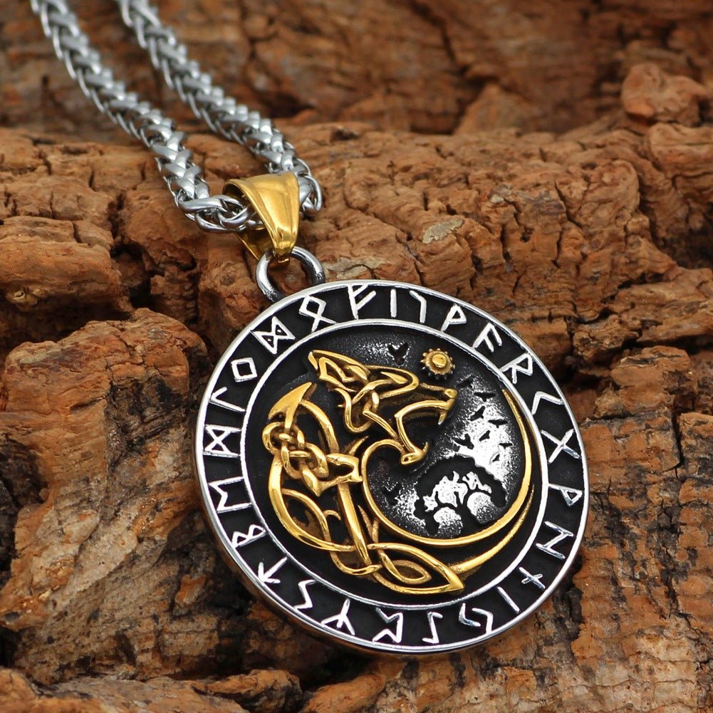 Viking Wolf Rune - Gothic Pendant by The Nevermore – Unique Gothic Pendants by Nevermore Lifestyle & Tech | With Chain Gold