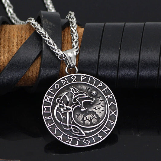 Viking Wolf Rune - Gothic Pendant by The Nevermore – Unique Gothic Pendants by Nevermore Lifestyle & Tech | With Chain Silver