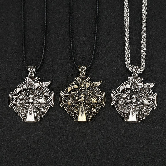 Viktor Dusk - Gothic Cross Crow Pendant by The Nevermore – Unique Gothic Jewelry by Nevermore Lifestyle & Tech | Bronze leather rope