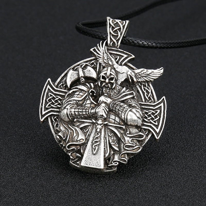 Viktor Dusk - Gothic Cross Crow Pendant by The Nevermore – Unique Gothic Jewelry by Nevermore Lifestyle & Tech | Silver leather cord