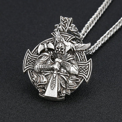 Viktor Dusk - Gothic Cross Crow Pendant by The Nevermore – Unique Gothic Jewelry by Nevermore Lifestyle & Tech | Silver snake bone chain