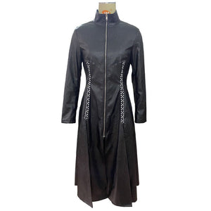 Vinny - The Nevermore Women's Long Leather Coat Jacket – Unique Fashion for Women by Nevermore Lifestyle & Tech | 2XL Black