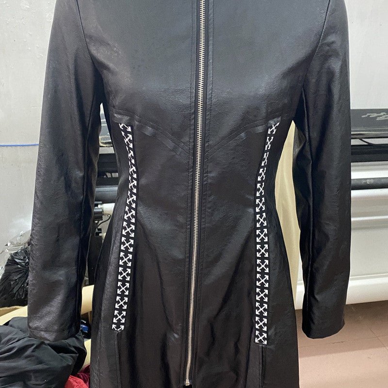 Vinny - The Nevermore Women's Long Leather Coat Jacket – Unique Fashion for Women by Nevermore Lifestyle & Tech | 2XL Black