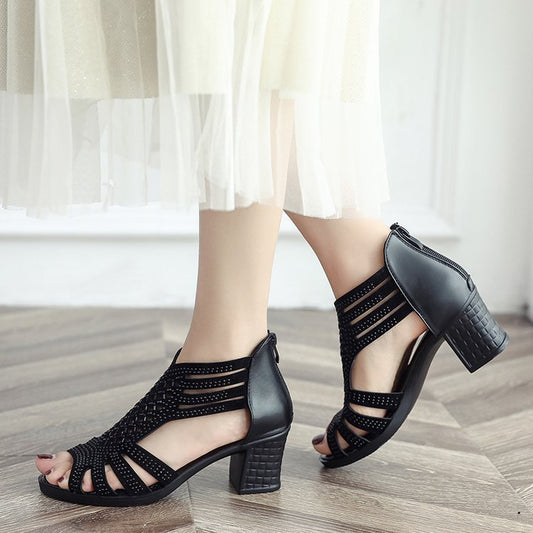 Vivienne High - Heeled Non - Slip Sandals by The Nevermore – Unique Boots by Nevermore Lifestyle & Tech | 35 Black
