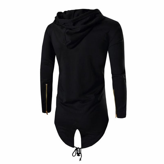 Vonder - The Nevermore Gothic Hooded Sweatshirt Cardigan Mid - length Zip – Unique Gothic Fashion for Men by Nevermore Lifestyle & Tech | 3XL Black