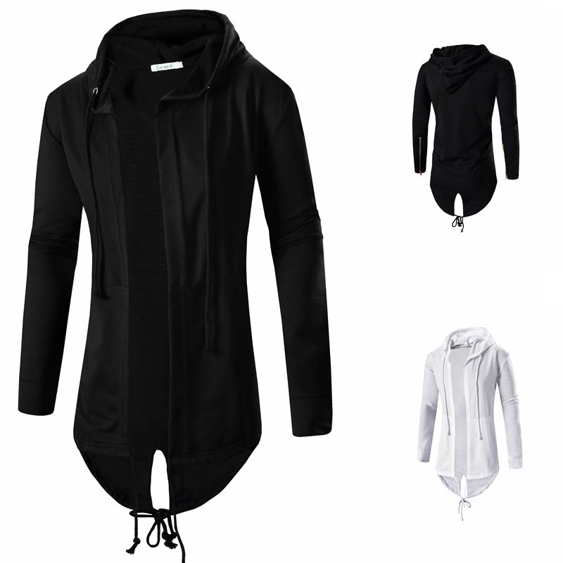 Vonder - The Nevermore Gothic Hooded Sweatshirt Cardigan Mid - length Zip – Unique Gothic Fashion for Men by Nevermore Lifestyle & Tech | 3XL Black
