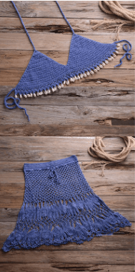 Wanderer - Hand - Knitted Bikini Cover - Up by The Nevermore – Unique Boho Swimwear by Nevermore Lifestyle & Tech | L Blue