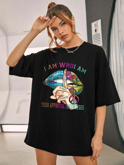 Ladies Oversized Whishper Words Of Wisdom Short Sleeves T Shirt Top