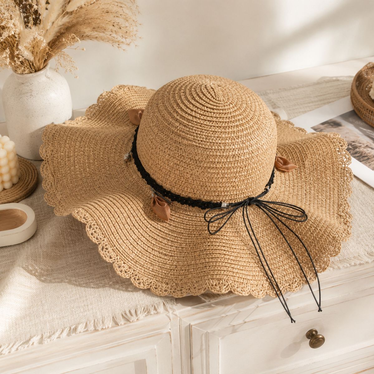 Wide Brim Hat Coastal Breeze by The Nevermore – Unique Hats by The Nevermore | Natural Straw