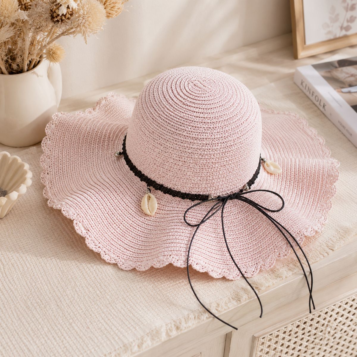 Wide Brim Hat Coastal Breeze by The Nevermore – Unique Hats by The Nevermore | Pink