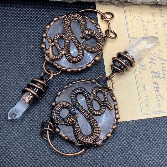 Wigglebritches - Vintage Snake Pendant by The Nevermore – Unique Jewelry by Nevermore Lifestyle & Tech | White Crystal Pan Snake