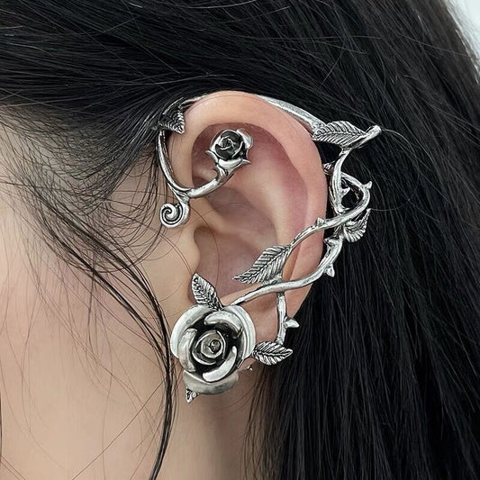 Wild Roses - The Nevermore Gothic Ear - wrap Ear - cuff for Women – Unique Gothic Jewelry by Nevermore Lifestyle & Tech | Picture color