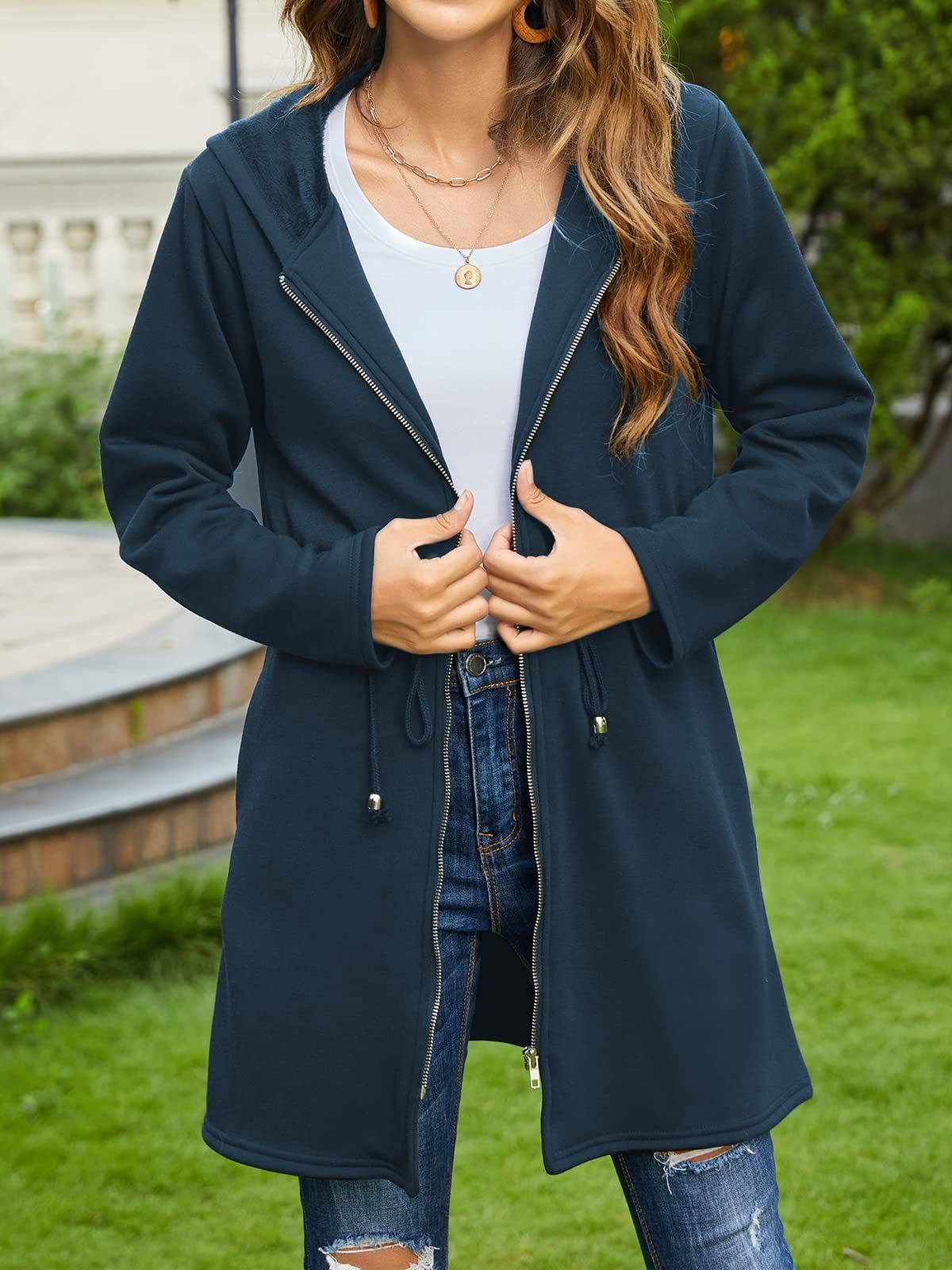 Willow Breeze - Hooded Women Jacket by The Nevermore – Unique Jackets by Nevermore Lifestyle & Tech | 2XL Navy Blue