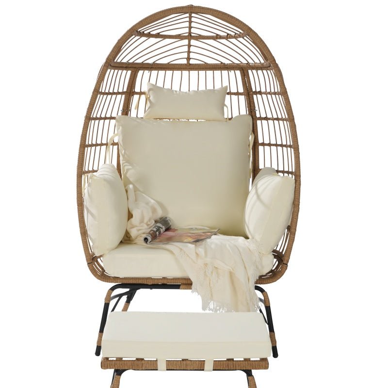 Willow Egg Chair, Rattan Egg Chair, Indoor And Outdoor, Oversized Egg Chair, 600 Pounds, With Footstool And Thick Cushion, Prohibited Platform Temu