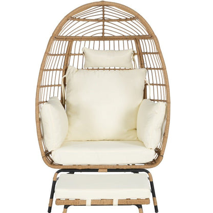 Willow Egg Chair, Rattan Egg Chair, Indoor And Outdoor, Oversized Egg Chair, 600 Pounds, With Footstool And Thick Cushion, Prohibited Platform Temu