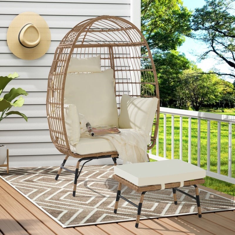 Willow Egg Chair, Rattan Egg Chair, Indoor And Outdoor, Oversized Egg Chair, 600 Pounds, With Footstool And Thick Cushion, Prohibited Platform Temu