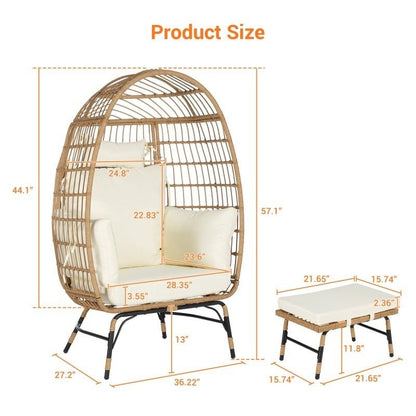 Willow Egg Chair, Rattan Egg Chair, Indoor And Outdoor, Oversized Egg Chair, 600 Pounds, With Footstool And Thick Cushion, Prohibited Platform Temu