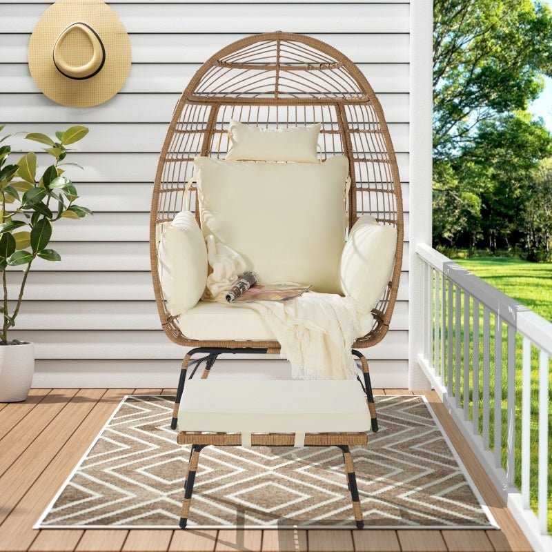 Willow Egg Chair, Rattan Egg Chair, Indoor And Outdoor, Oversized Egg Chair, 600 Pounds, With Footstool And Thick Cushion, Prohibited Platform Temu