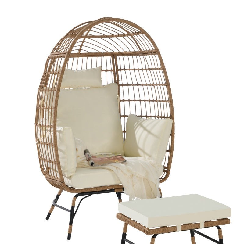 Willow Egg Chair, Rattan Egg Chair, Indoor And Outdoor, Oversized Egg Chair, 600 Pounds, With Footstool And Thick Cushion, Prohibited Platform Temu
