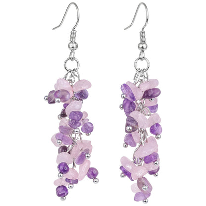 Winterdell - Natural Crystal Earrings by The Nevermore – Unique Earrings by Nevermore Lifestyle & Tech | Pink Crystal Amethyst