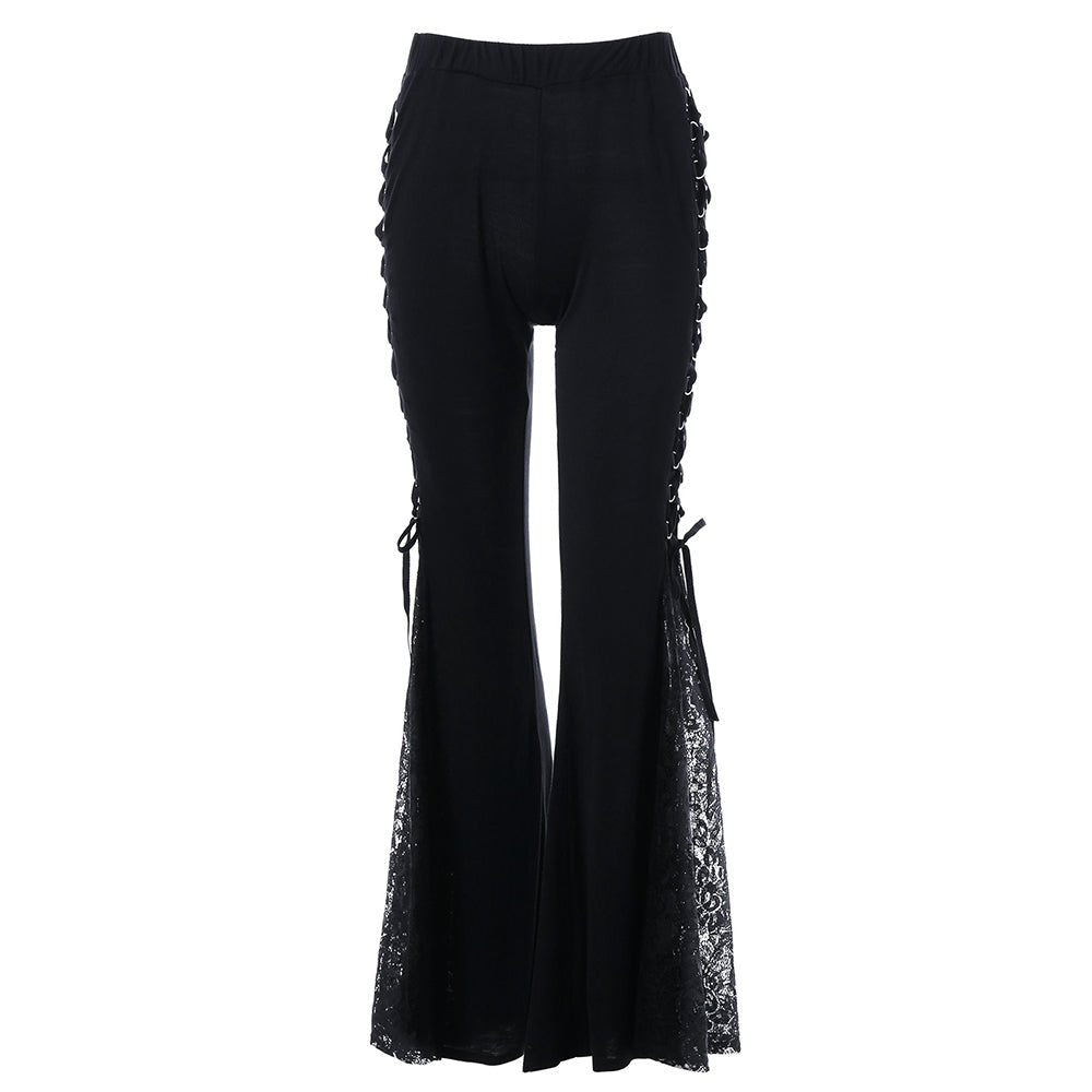 Winterhaven - The Nevermore Pants for Women Trousers with lace – Unique Gothic Fashion for Women by Nevermore Lifestyle & Tech | 2XL Black