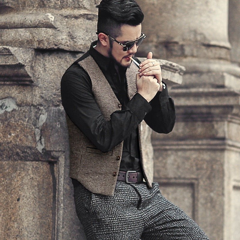 Wool vintage vest - The Nevermore Vest for Mαn – Unique Vest by Nevermore Lifestyle & Tech | L Khaki