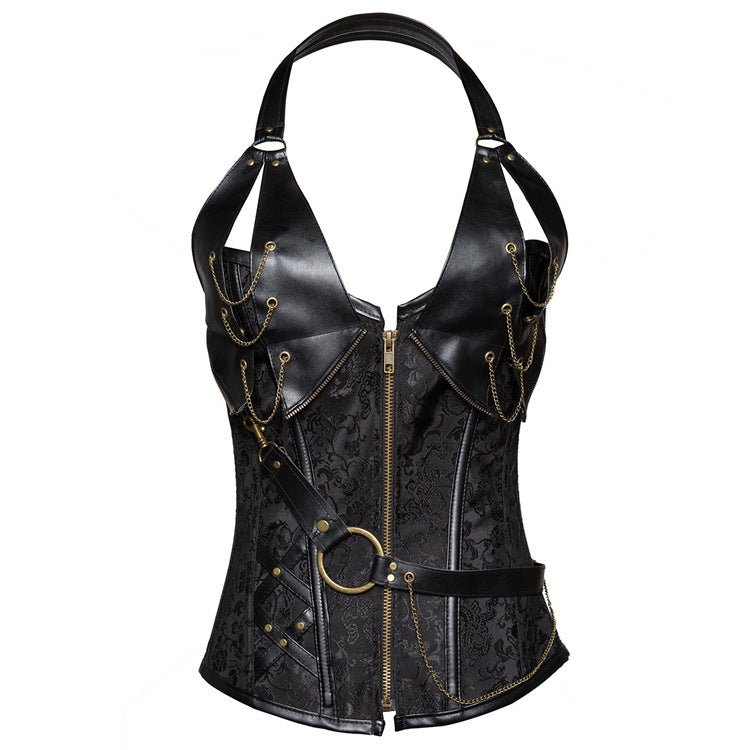Xanthe Shadow - The Nenermore Steampunk Leather Corset With Belt Shape Body – Unique Steampunk Fashion for Women by Nevermore Lifestyle & Tech | 2XL Black