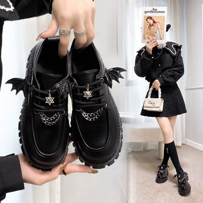 Xanthippe Gothic Leather Shoes With Wings by The Nevermore – Unique Gothic Fasfion for Women by Nevermore Lifestyle & Tech | 35 Bright black