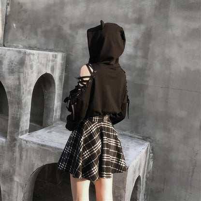 Young Foxes - The Nevermore Gothic Hooded Sweatshirt for Women – Unique Gothic Fashion for Men by Nevermore Lifestyle & Tech | L Black