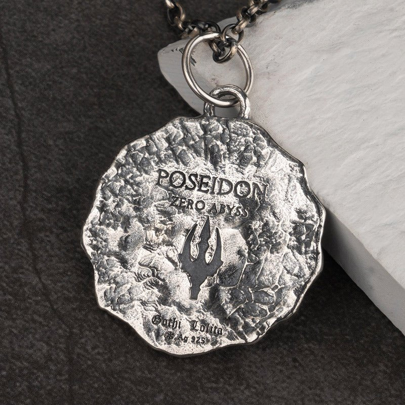 Zero Abyss Poseidon - Gothic Sterling Silver Pendant by The Nevermore – Unique Gothic Jewelry by Nevermore Lifestyle & Tech | Pendant Wax Rope