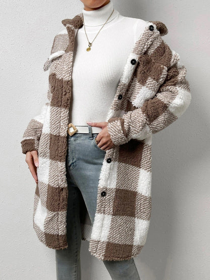 Ziarre Anitra - Plush Plaid Coat by The Nevermore – Unique Coats for Women by Nevermore Lifestyle & Tech | L Coffee And White